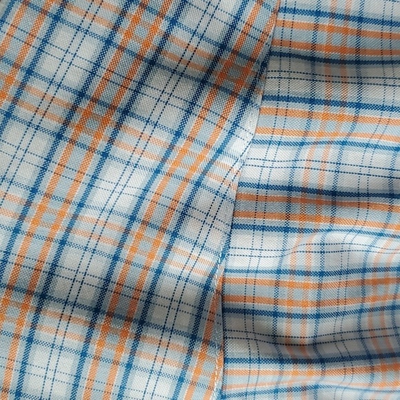 Lands'End blue orange plaid  no iron supima cotton traditional fit  16.5x 32 - Picture 11 of 12